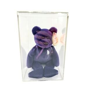 Ty Beanie Babies Princess Diana Bear Purple Rare Retired In Case White Rose  NWT